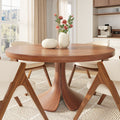 Calyx Red Walnut Round Solid Wood Pedestal Dining Table with Solid Wood Top - 59.05'' W X 59.05'' D X 29.53'' H - image 0