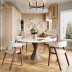 Verona Dark Walnut Solid Wood Pedestal Dining Table with Snow White Stone Top - image 3