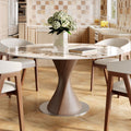 Verona Dark Walnut Solid Wood Pedestal Dining Table with Pandora Stone Top - 59.05'' W X 59.05'' D X 29.53'' H - image 0