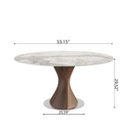 Verona Dark Walnut Solid Wood Pedestal Dining Table with Pandora Stone Top - image 7