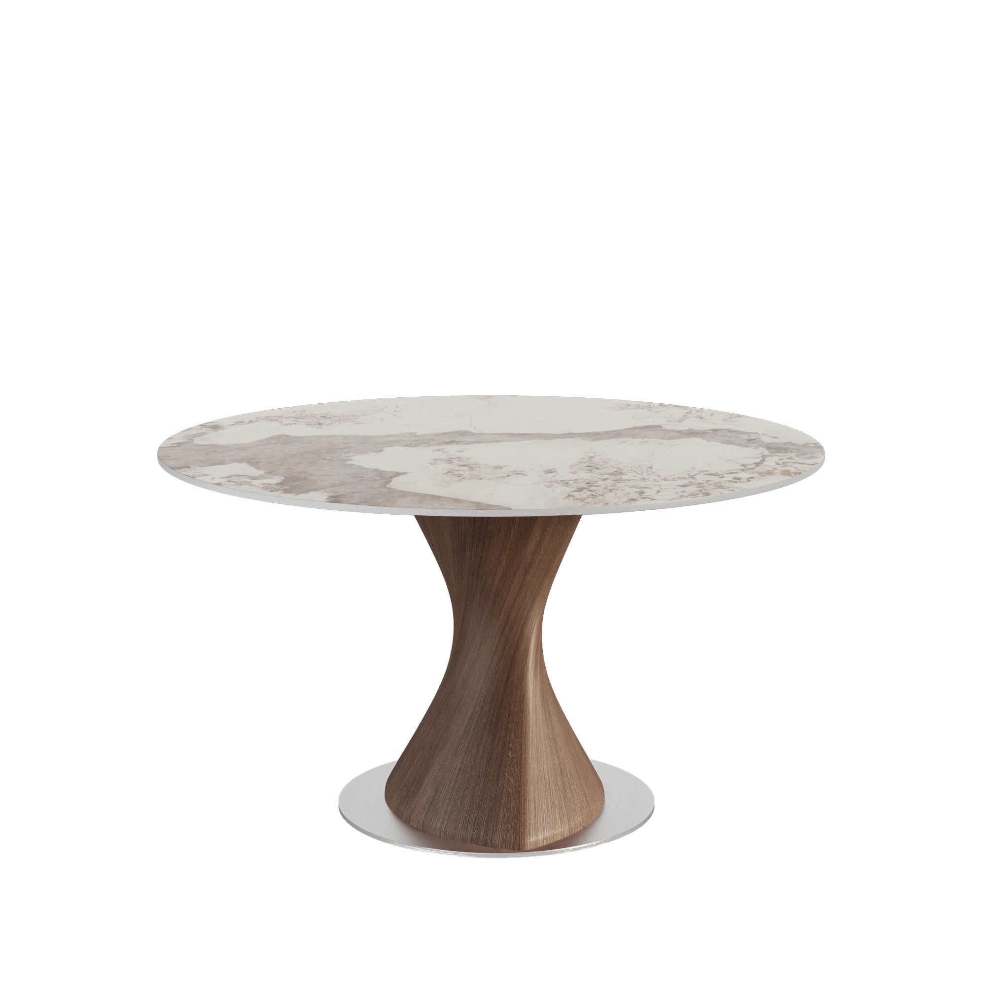 Verona Dark Walnut Solid Wood Pedestal Dining Table with Pandora Stone Top - image 1