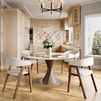 Verona Dark Walnut Solid Wood Pedestal Dining Table with Pandora Stone Top - image 3