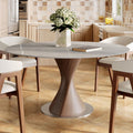 Verona Dark Walnut Solid Wood Pedestal Dining Table with Gray Stone Top - 59.05'' W X 59.05'' D X 29.53'' H - image 0