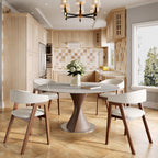 Verona Dark Walnut Solid Wood Pedestal Dining Table with Gray Stone Top - image 3