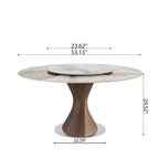Verona Dark Walnut Round Solid Wood Pedestal Dining Table with Pandora Stone Removable Lazy Susan - image 6