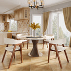 Verona Dark Walnut Round Solid Wood Pedestal Dining Table with Pandora Stone Removable Lazy Susan - image 4