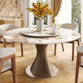 Verona Dark Walnut Round Solid Wood Pedestal Dining Table with Pandora Stone Removable Lazy Susan - 59.05'' W X 59.05'' D X 29.53'' H - image 0