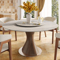 Verona Dark Walnut Round Solid Wood Pedestal Dining Table with Gray Stone Removable Lazy Susan - 59.05'' W X 59.05'' D X 29.53'' H - image 0