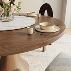 Aurelia Dark Walnut Round Solid Wood Pedestal Dining Table with Solid Wood Top and  Snow White Lazy Susan - image 3
