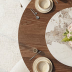 Aurelia Dark Walnut Round Solid Wood Pedestal Dining Table with Solid Wood Top and Pandora Stone Lazy Susan - image 8