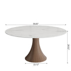 Aurelia Dark Walnut Round Solid Wood Pedestal Dining Table with Snow White Stone Top - image 8