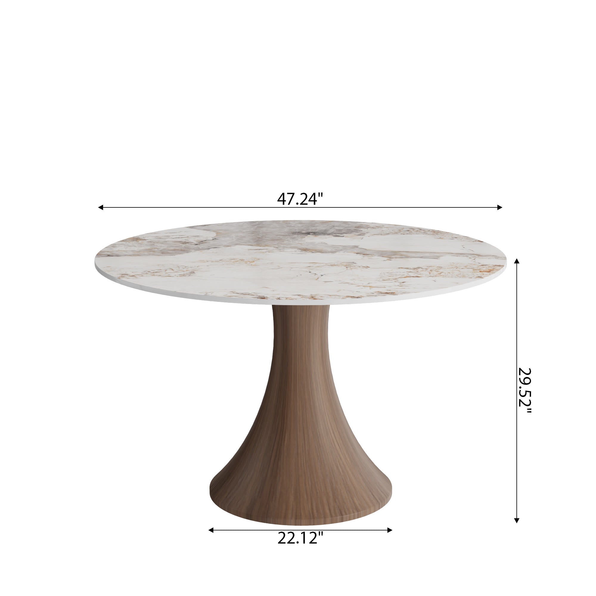 Aurelia Dark Walnut Round Solid Wood Pedestal Dining Table with Pandora Stone Top - image 6
