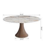 Aurelia Dark Walnut Round Solid Wood Pedestal Dining Table with Pandora Stone Top - image 7