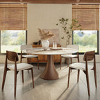 Aurelia Dark Walnut Round Solid Wood Pedestal Dining Table with Pandora Stone Top - image 4