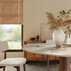 Aurelia Dark Walnut Round Solid Wood Pedestal Dining Table with Pandora Stone Top - image 2