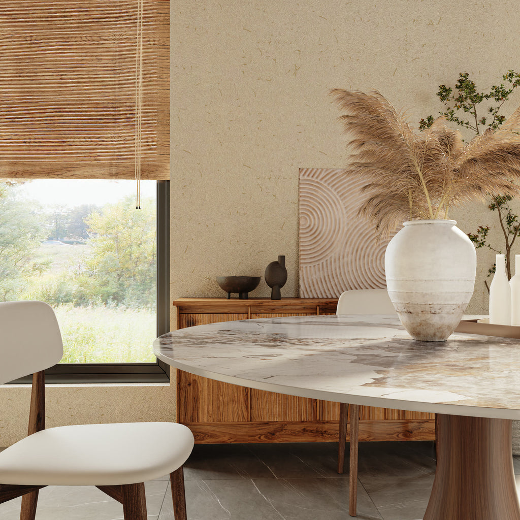 Aurelia Dark Walnut Round Solid Wood Pedestal Dining Table with Pandora Stone Top - image 2