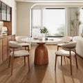 Soluna Walnut Round Solid Wood Pedestal Dining Table with Snow White Stone Top and Built-In Lazy Susan - 59.05'' W X 59.05'' D X 29.53'' H - image 0