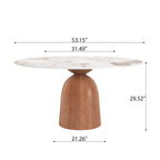 Soluna Walnut Round Solid Wood Pedestal Dining Table with Pandora Stone Top and Built-In Lazy Susan - image 5