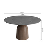Soluna Dark Walnut Round Solid Wood Pedestal Dining Table with Gray Stone Top and Built-In Lazy Susan - image 6