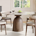 Soluna Dark Walnut Round Solid Wood Pedestal Dining Table with Pandora Stone Top - 59.05'' W X 59.05'' D X 29.53'' H - image 0