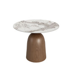 Soluna Dark Walnut Round Solid Wood Pedestal Dining Table with Pandora Stone Top - image 1