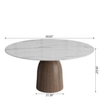 Soluna Dark Walnut Round Solid Wood Pedestal Dining Table with Snow White & Pandora Stone Top - image 8