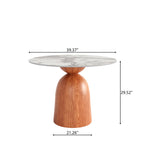 Soluna Walnut Solid Wood Pedestal Round Dining Table with Pandora Stone Top - image 5