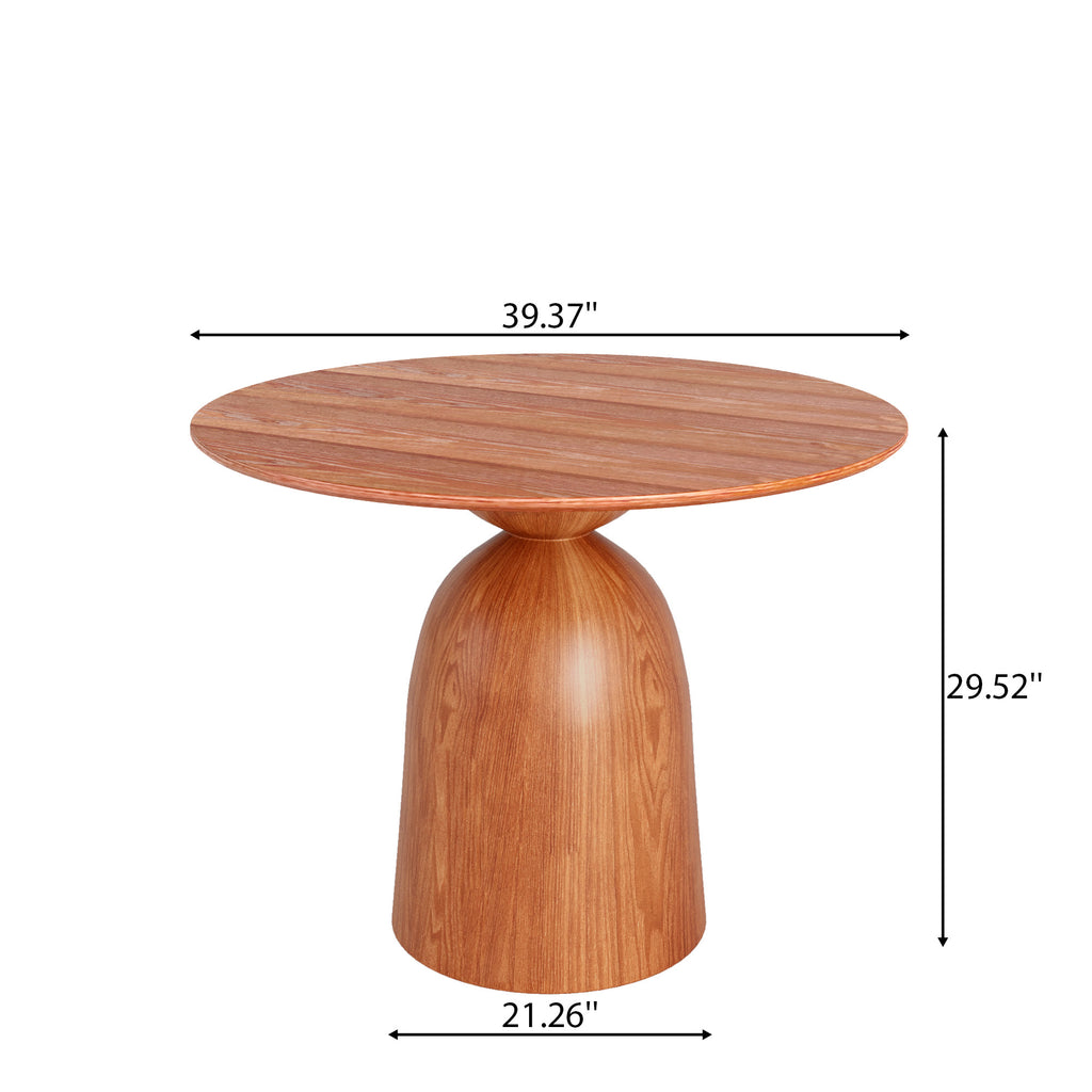 Soluna Walnut Solid Wood Pedestal Round Dining Table with Walnut Solid Wood Top - image 5