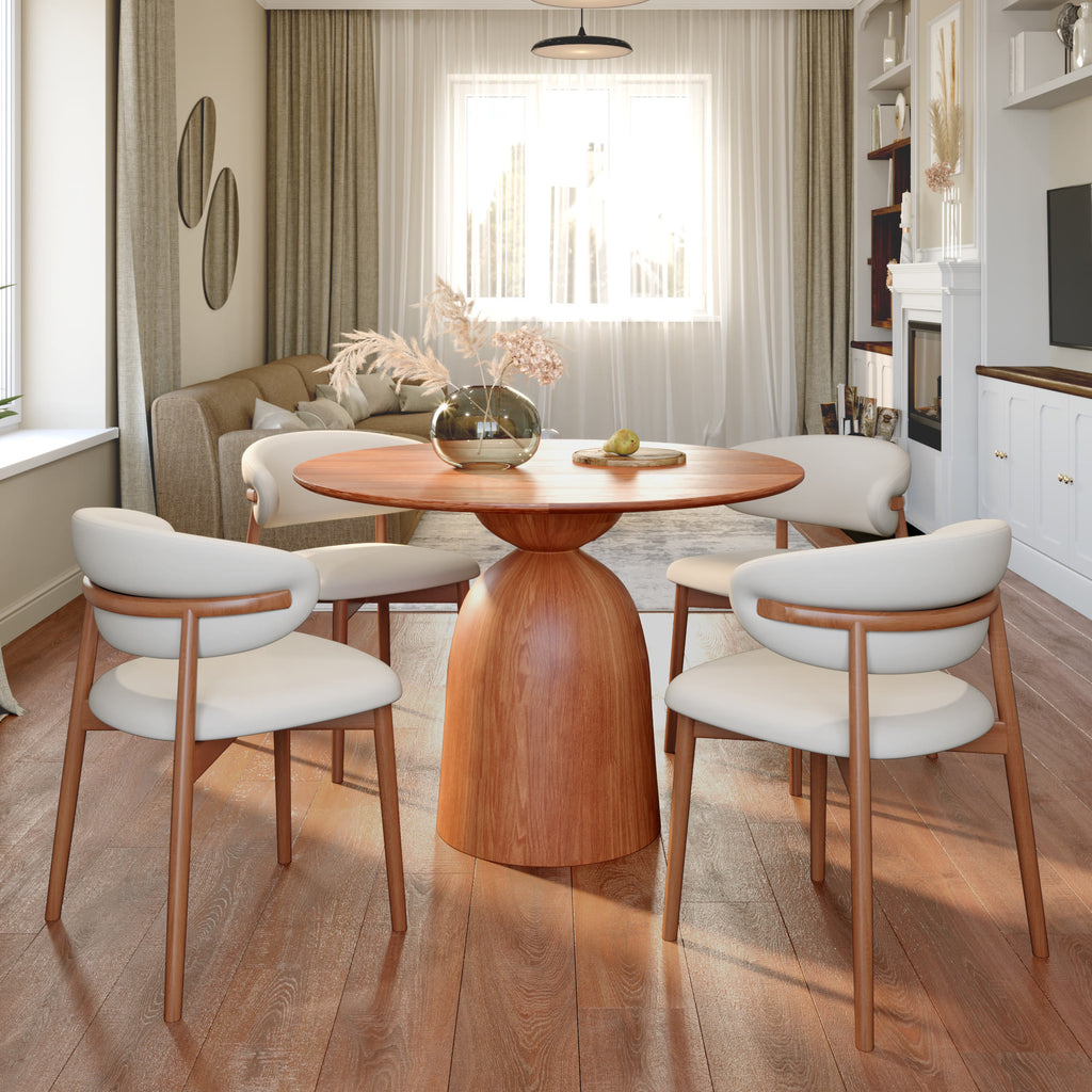 Soluna Walnut Solid Wood Pedestal Round Dining Table with Walnut Solid Wood Top - image 3