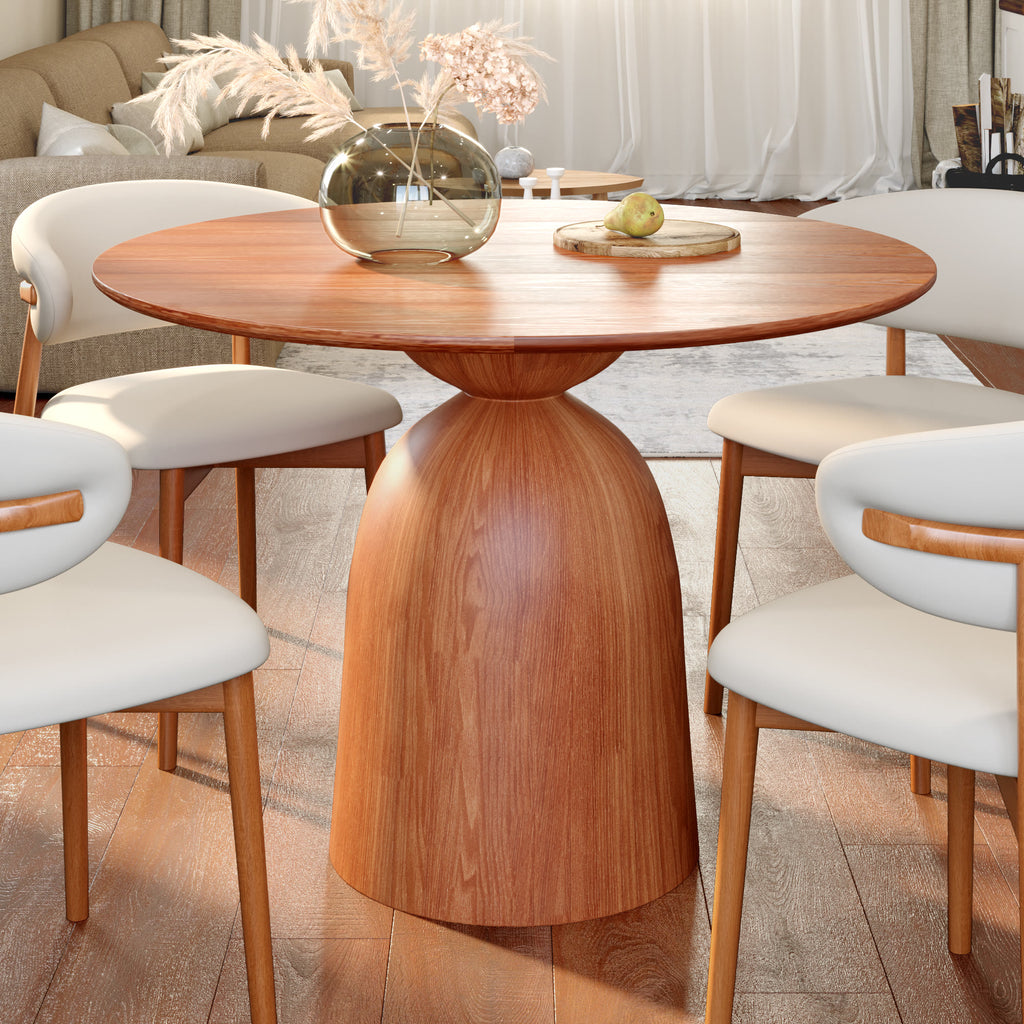 Soluna Walnut Solid Wood Pedestal Round Dining Table with Walnut Solid Wood Top - 43.31'' W X 43.31'' D X 29.53'' H - image 0