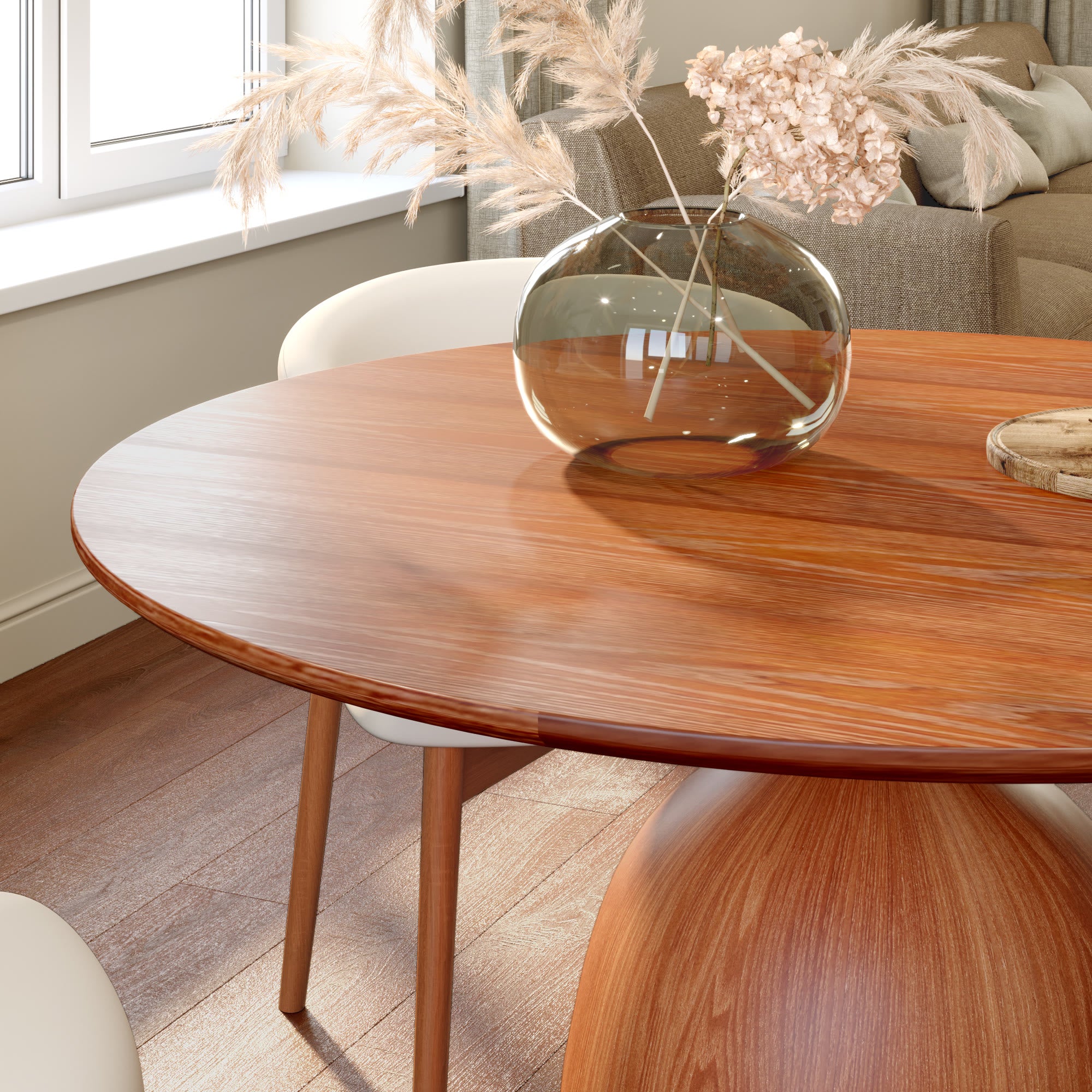 Soluna Walnut Solid Wood Pedestal Round Dining Table with Walnut Solid Wood Top - image 7