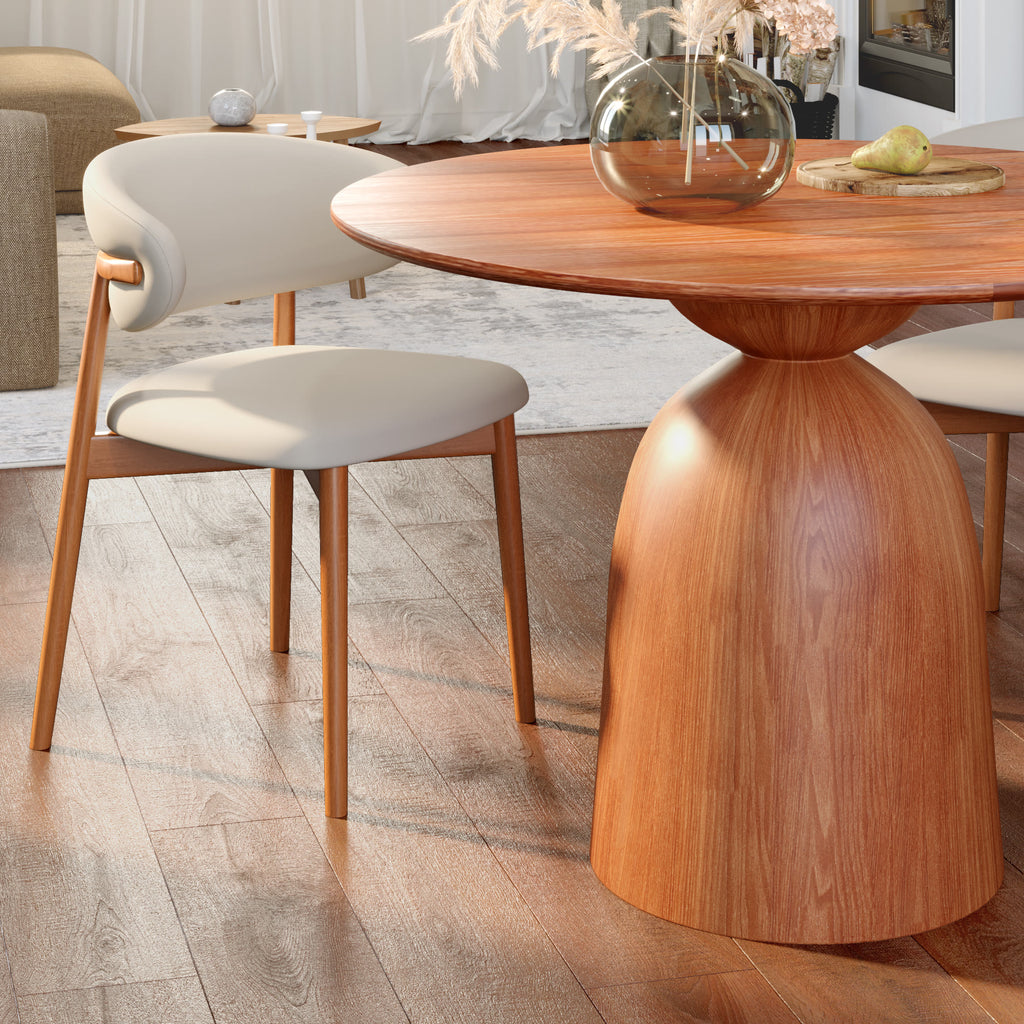 Soluna Walnut Solid Wood Pedestal Round Dining Table with Walnut Solid Wood Top - image 2