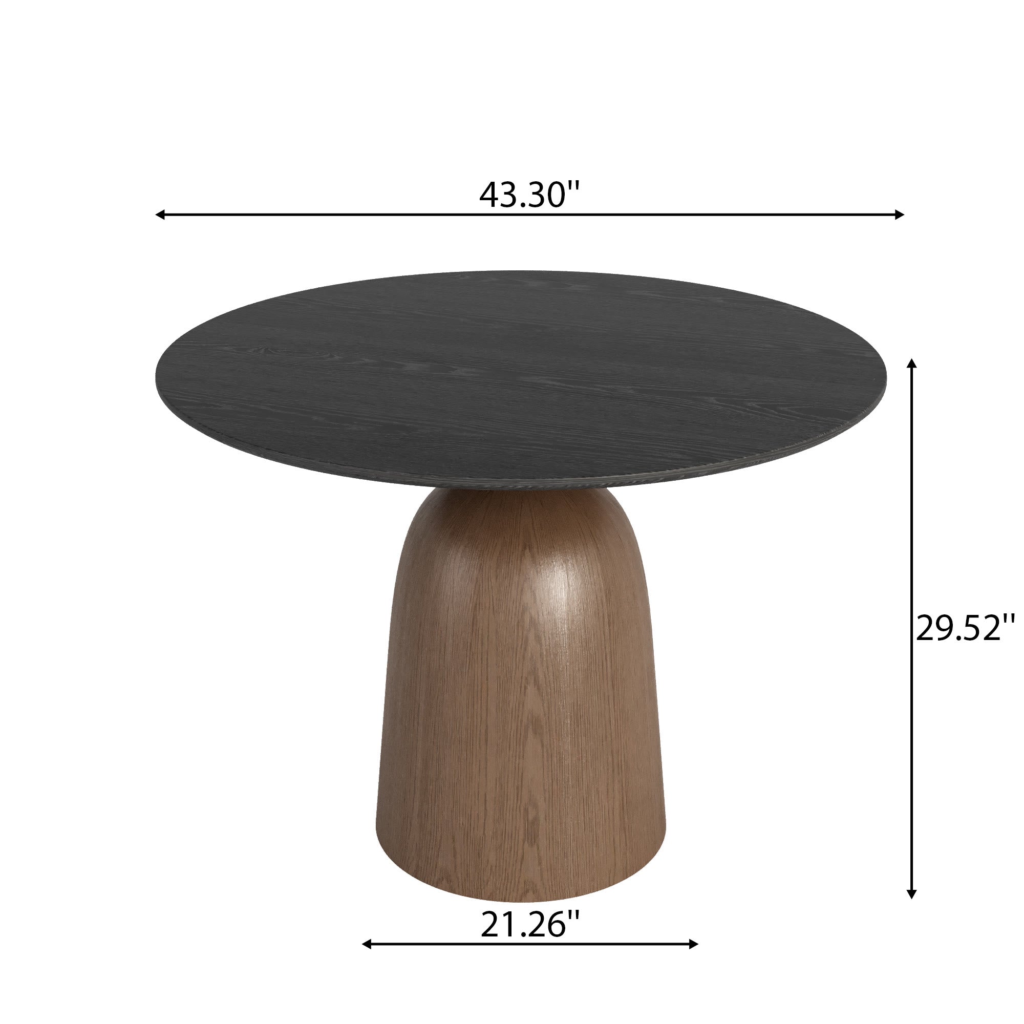Soluna Dark Walnut Solid Wood Pedestal Round Dining Table with Black Wood Top - image 6