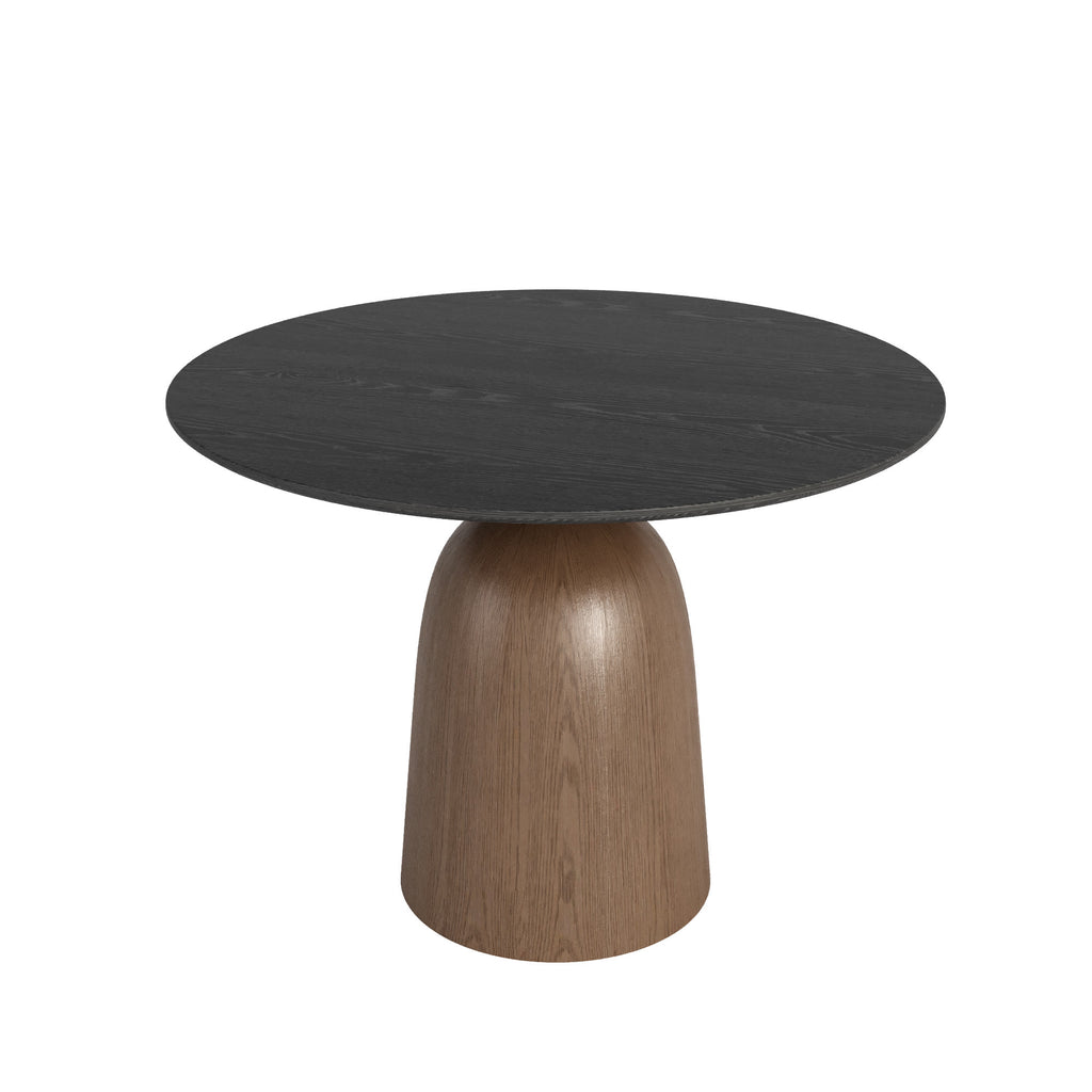 Soluna Dark Walnut Solid Wood Pedestal Round Dining Table with Black Wood Top - image 1