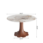 Liora Walnut Solid Wood Pedestal Round Dining Table with Pandora Stone Top - image 5