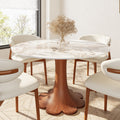 Liora Walnut Solid Wood Pedestal Round Dining Table with Pandora Stone Top - 43.31'' W X 43.31'' D X 29.53'' H - image 0
