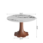 Liora Walnut Solid Wood Pedestal Round Dining Table with Ink-Veined Stone Top - image 5