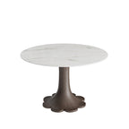 Liora Dark Walnut Solid Wood Pedestal Round Dining Table with Snow White Stone Top - image 1