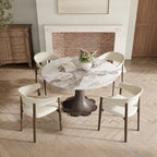 Liora Dark Walnut Solid Wood Pedestal Round Dining Table with Pandora Stone Top - image 5