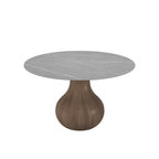 Centria Dark Walnut Solid Wood Pedestal Round Dining Table with Grey Stone Top - image 1