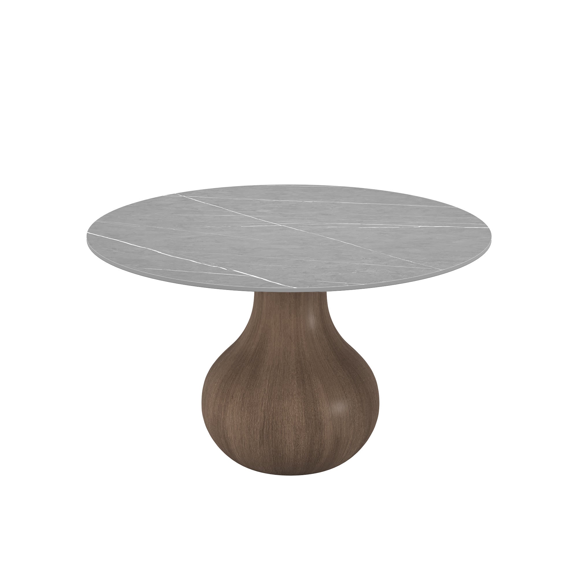 Centria Dark Walnut Solid Wood Pedestal Round Dining Table with Grey Stone Top - image 1