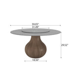 Centria Dark Walnut Solid Wood Pedestal Round Dining Table with Grey Stone Top and Removable Lazy Susan - image 7