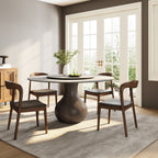 Centria Dark Walnut Solid Wood Pedestal Round Dining Table with Grey Stone Top and Removable Lazy Susan - 59.05'' W X 59.05'' D X 29.53'' H - image 0