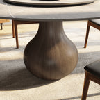 Centria Dark Walnut Solid Wood Pedestal Round Dining Table with Grey Stone Top and Removable Lazy Susan - image 2