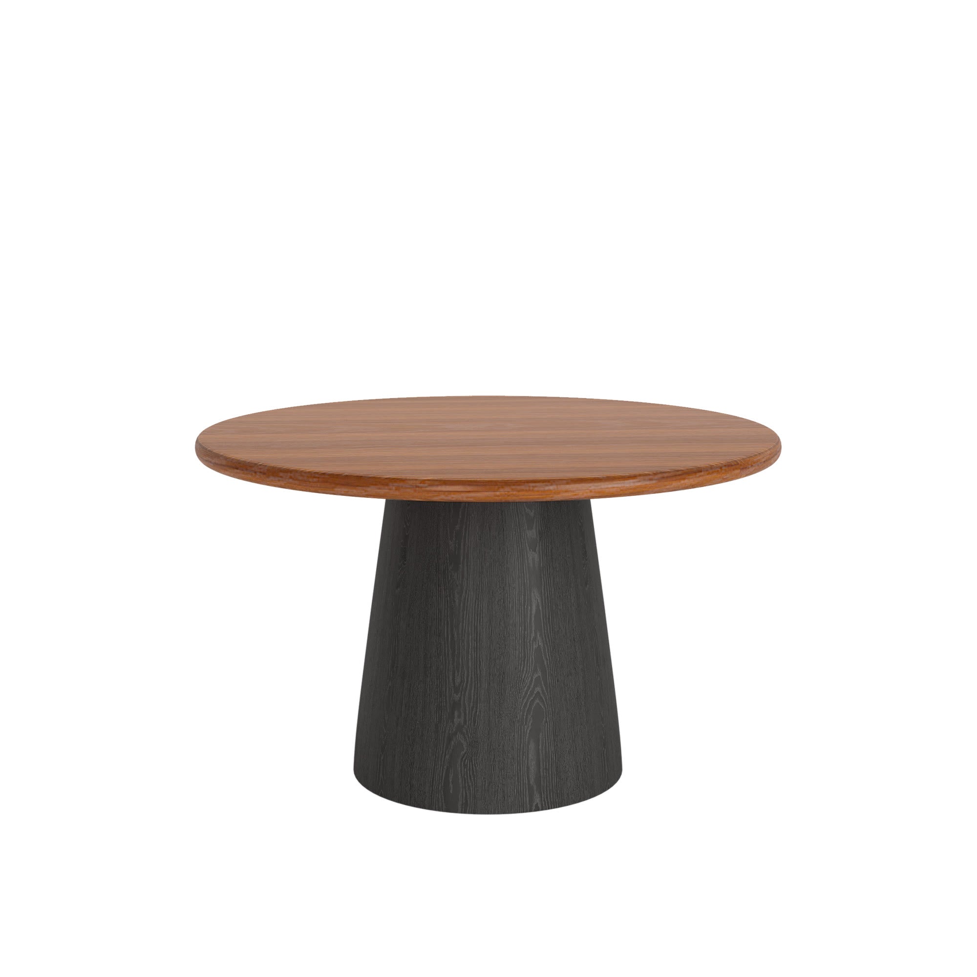 Calen Black Solid Wood Pedestal Round Dining Table with Walnut Solid Wood Top - image 1