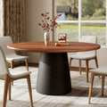 Calen Black Solid Wood Pedestal Round Dining Table with Walnut Solid Wood Top - 59.05'' W X 59.05'' D X 29.53'' H - image 0