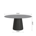 Calen Black Solid Wood Pedestal Round Dining Table with Grey Stone Top - image 9