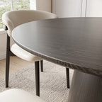 Calen Black Solid Wood Pedestal Round Dining Table with Black Solid Wood Top - image 7