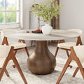 Centria Dark Walnut Solid Wood Pedestal Round Dining Table with Travertine Top - 59.05'' W X 59.05'' D X 29.53'' H - image 0