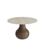 Centria Dark Walnut Solid Wood Pedestal Round Dining Table with Travertine Top - image 1